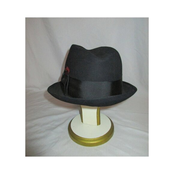 Vintage 50's Men's Black Fur Felt Fedora Hat Carson Pirie Scott The Men's Store - Picture 3 of 8